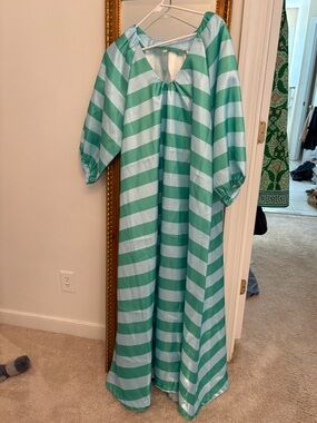 SHEIN Green &  Blue Striped Maxi Dress